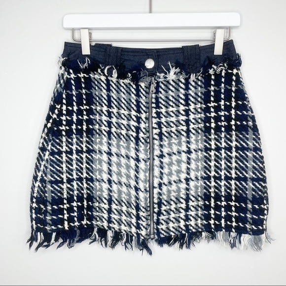 𝅺zara Plaid Tweed Knit Mini Skirt Size Small - Picture 1 of 5